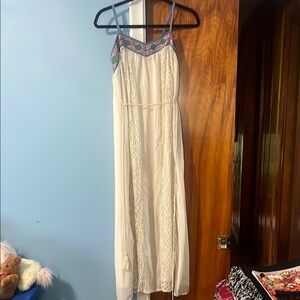 Flying Tomato’s Cream Maxi Dress with Embroidered Details